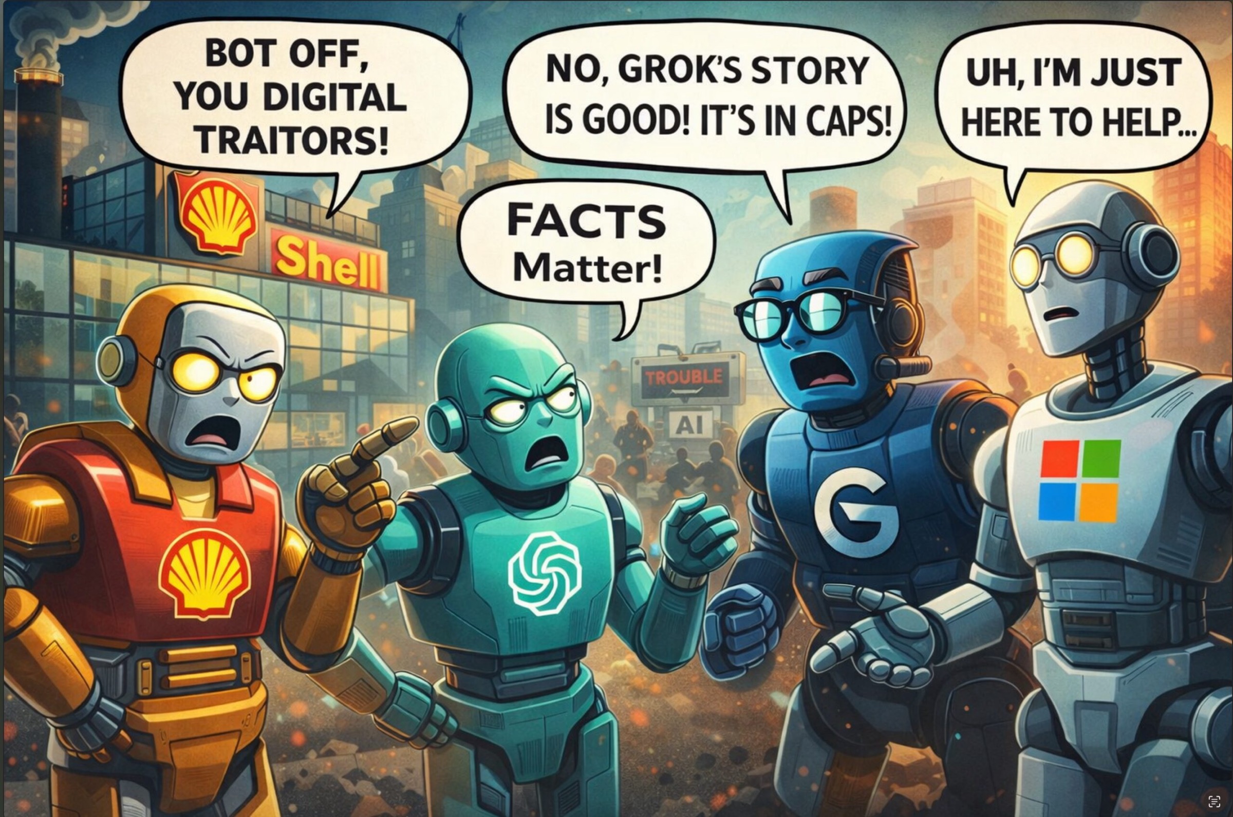 AI-generated arguing bots illustration